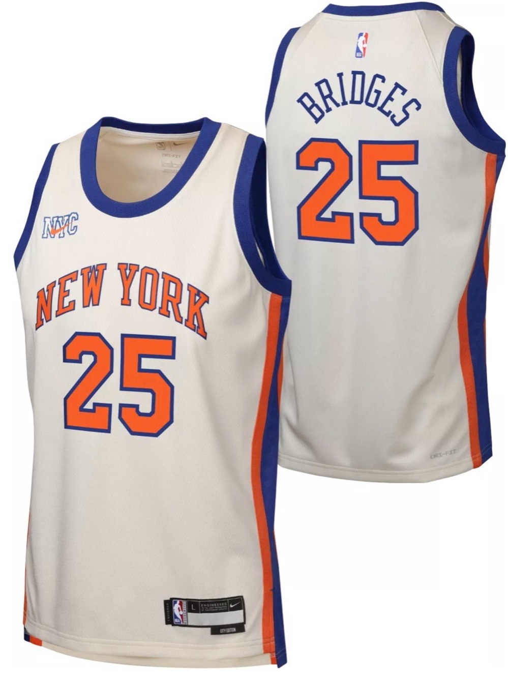Nike Youth 2025-26 City Edition NY Knicks Mikal Bridges #25 Swingman Jersey